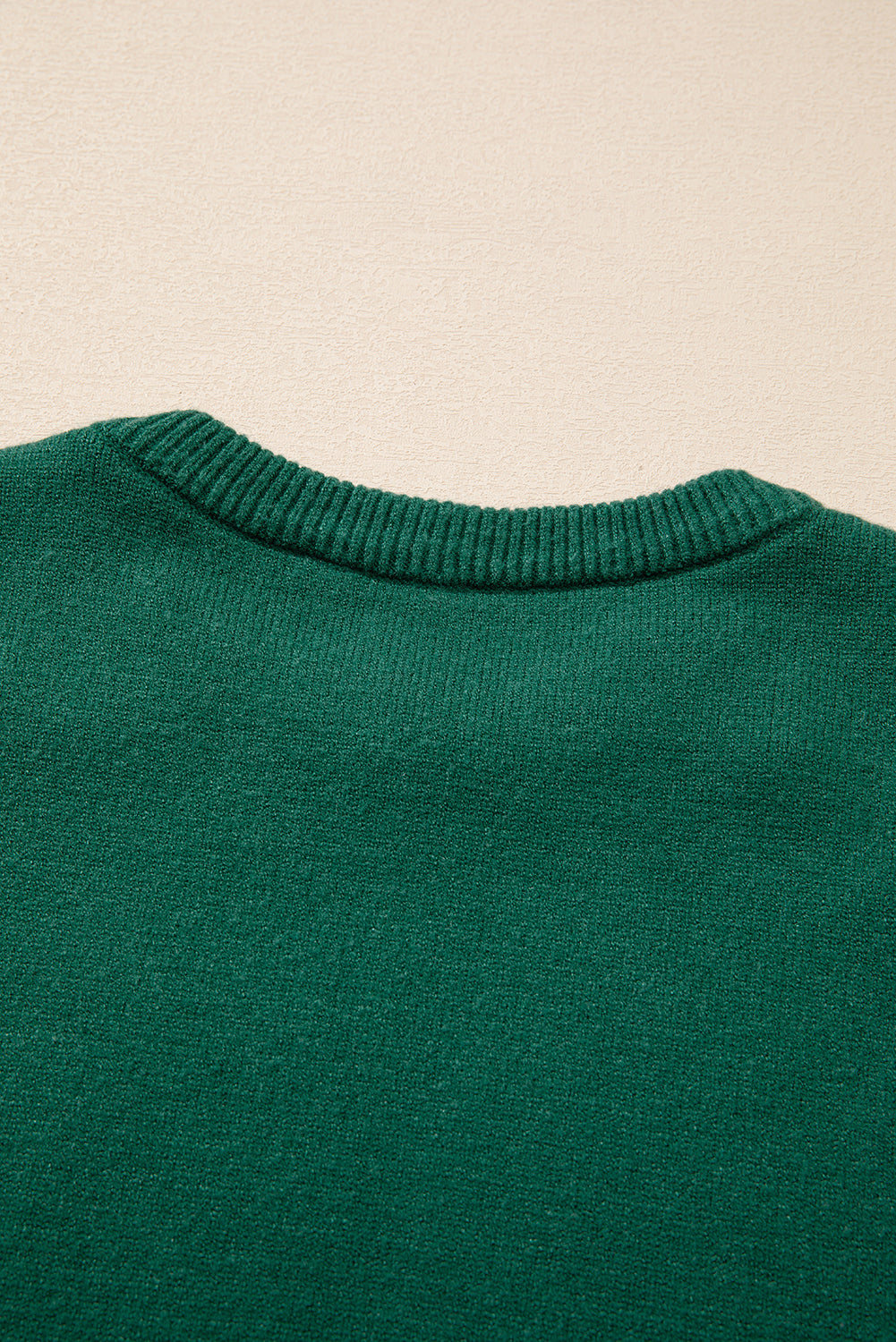 Light Grey Pearled Drop Shoulder Round Neck Sweater
