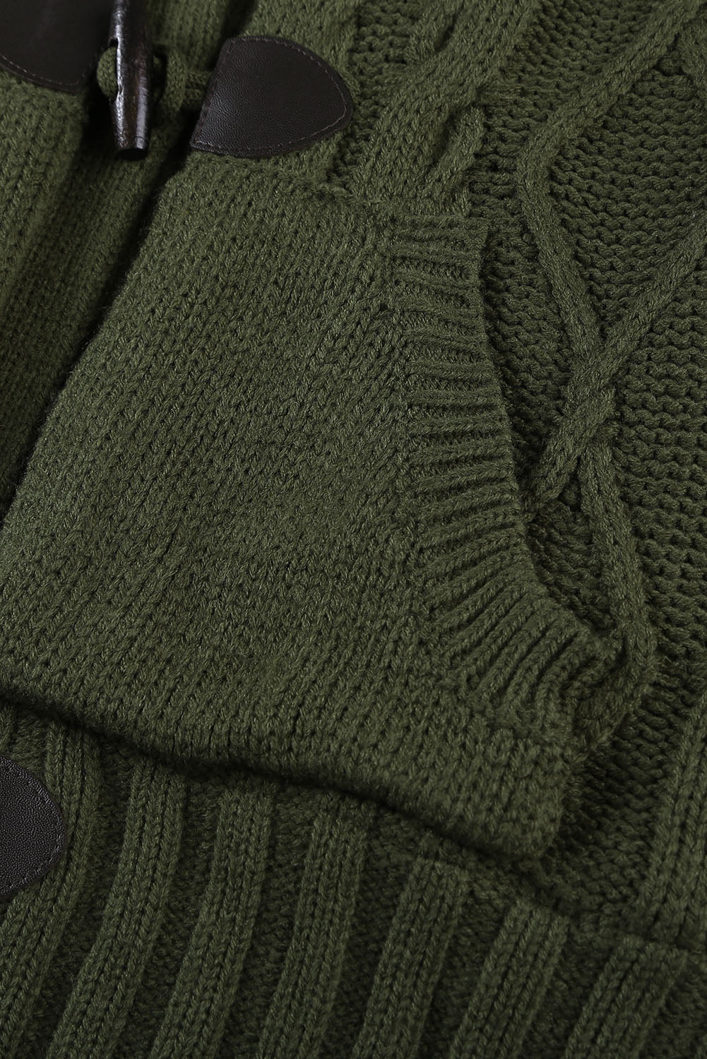 Fur Hood Horn Button Sweater Cardigan
