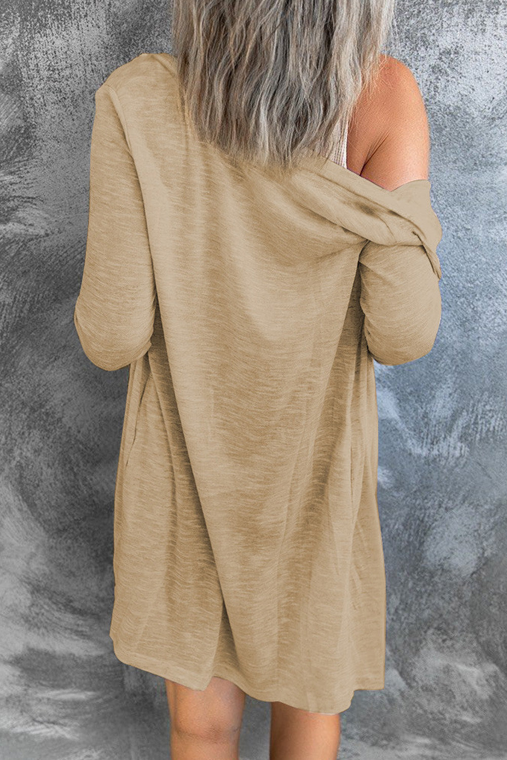Solid Color Open-Front Buttons Cardigan