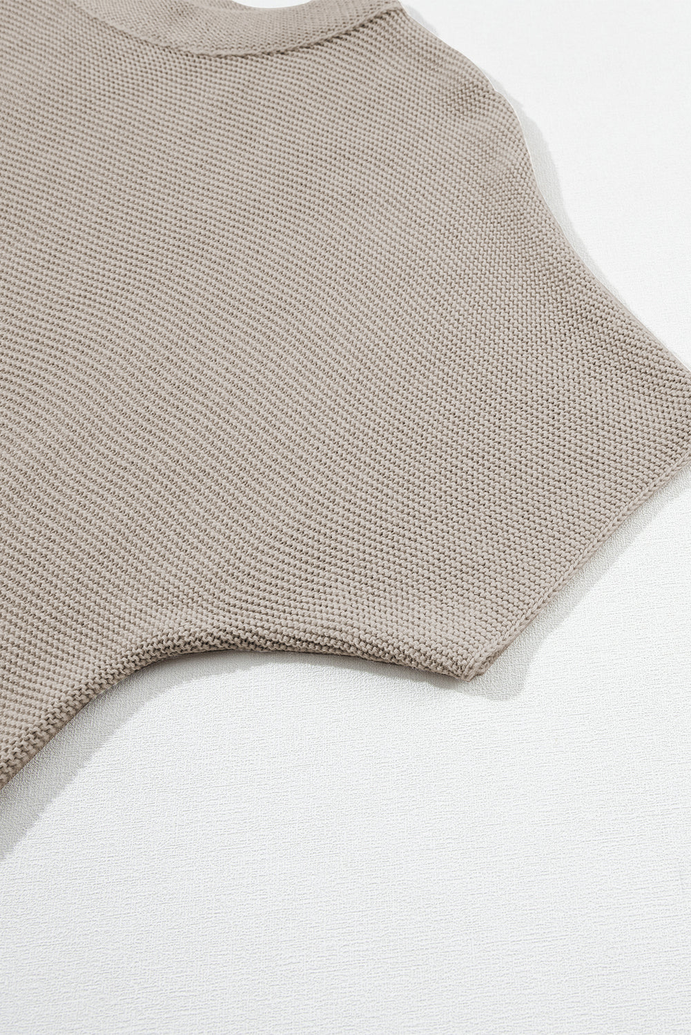 Medium Grey High Neck Short Bat Sleeve Sweater