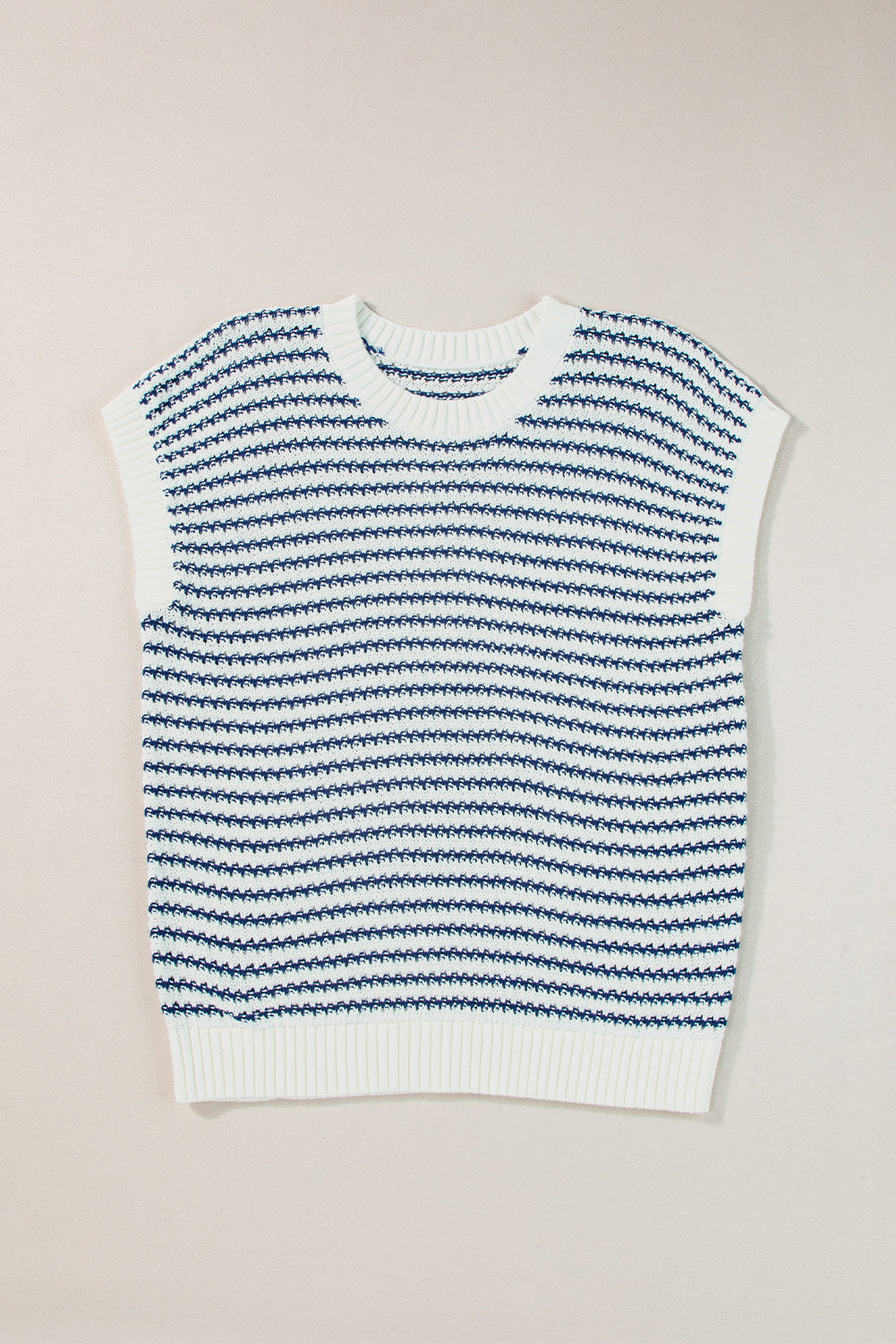 Red Stripe Ribbed Trim Loose Fit Knitted Sweater Vest