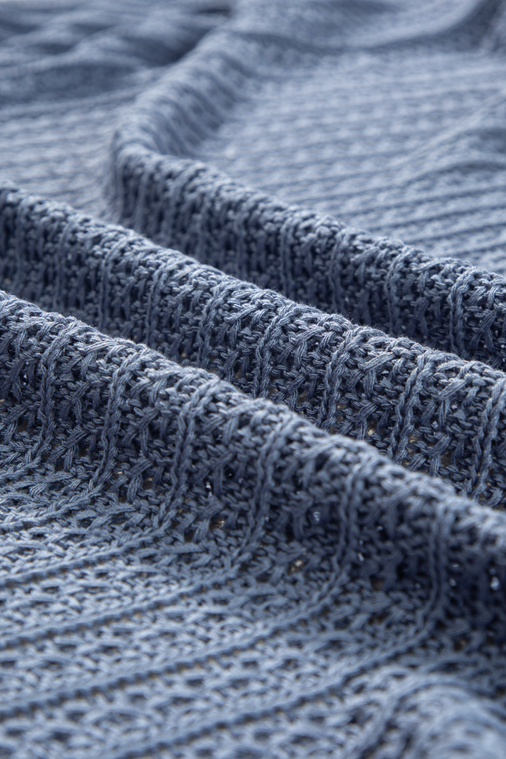 Sky Blue Hollow-out Bracelet Sleeve Knit Cardigan