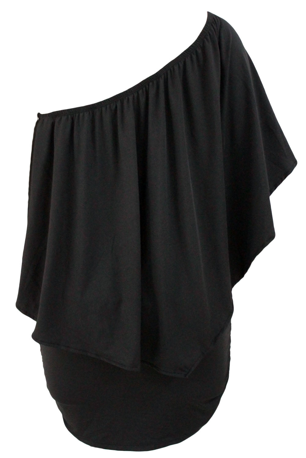 Multiple Dressing Layered Dark Blue Mini Poncho Dress