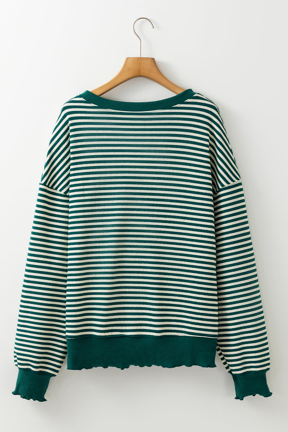 Pink Stripe Loose Drop Shoulder Long Sleeve Top