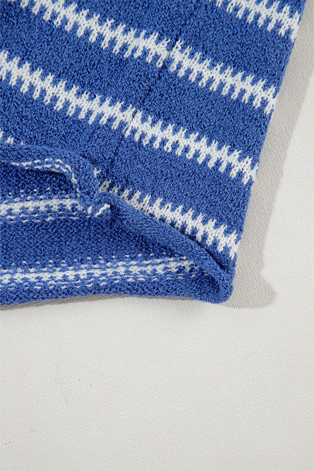 Khaki Stripe Drop Shoulder Casual Sweater
