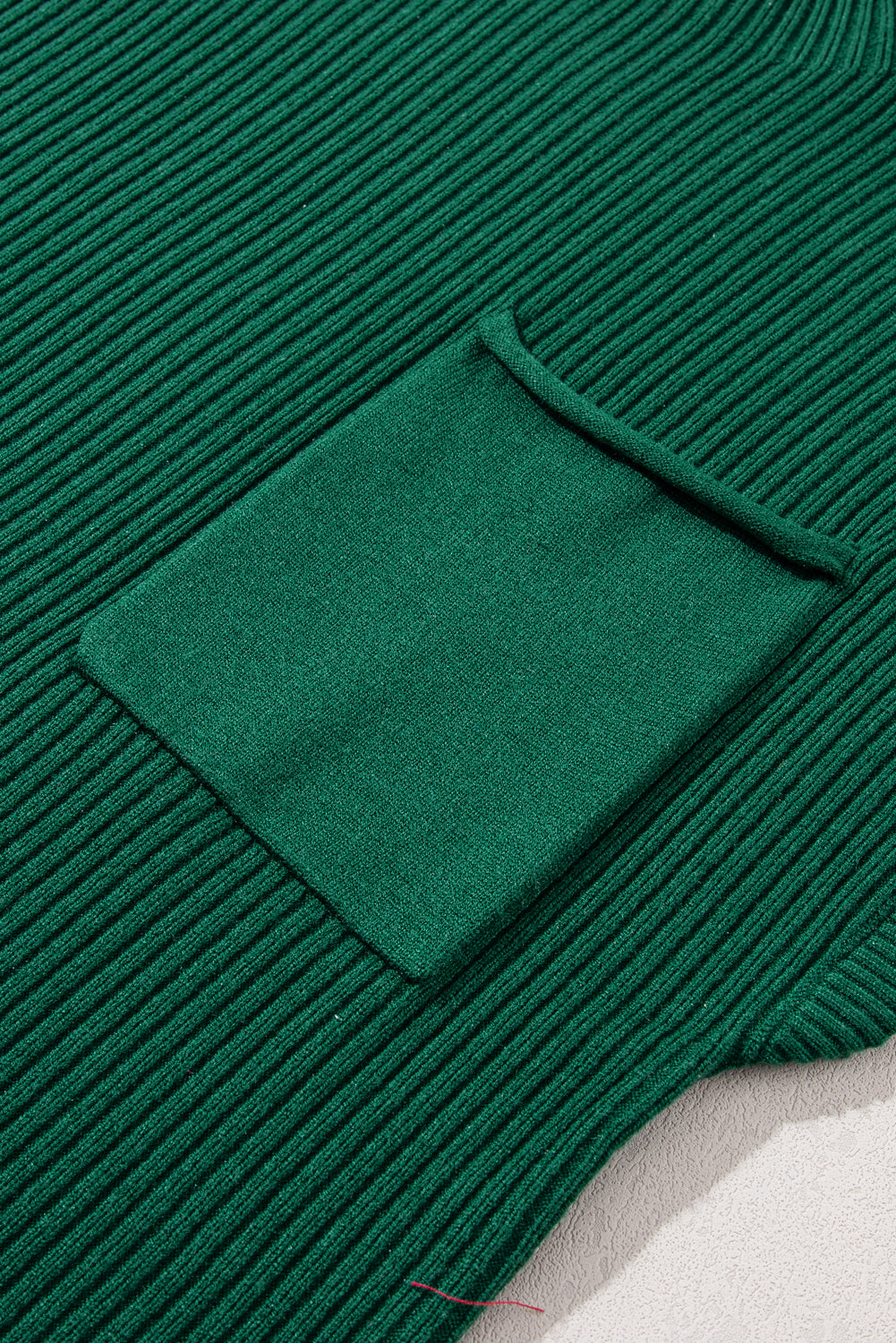 Beau Blue Patch Pocket Ribbed Knit Short Sleeve Sweater