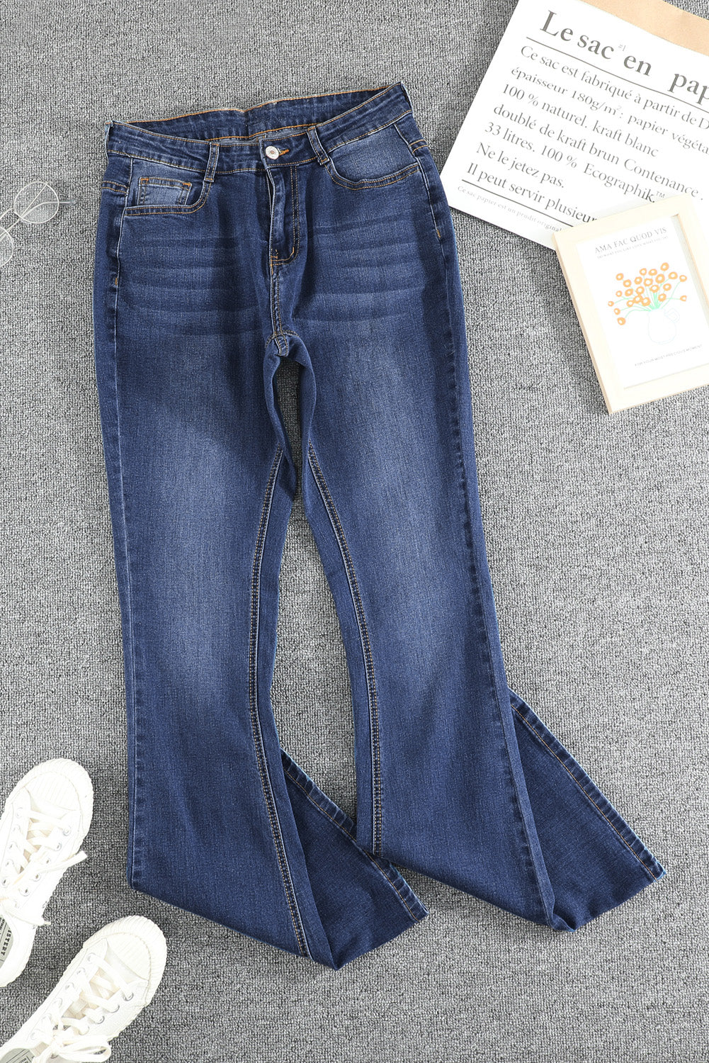 Black Wash Vintage Wide Leg Jeans