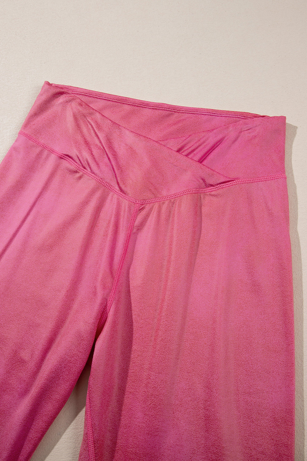 Rose Red Crossed Dip Waist Sleek Leather Leggings