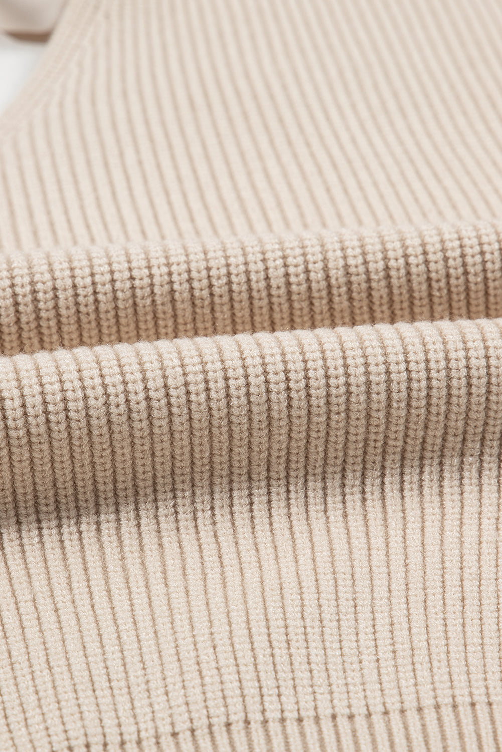 Coffee Lantern Sleeve V Neck Knot Back Sweater