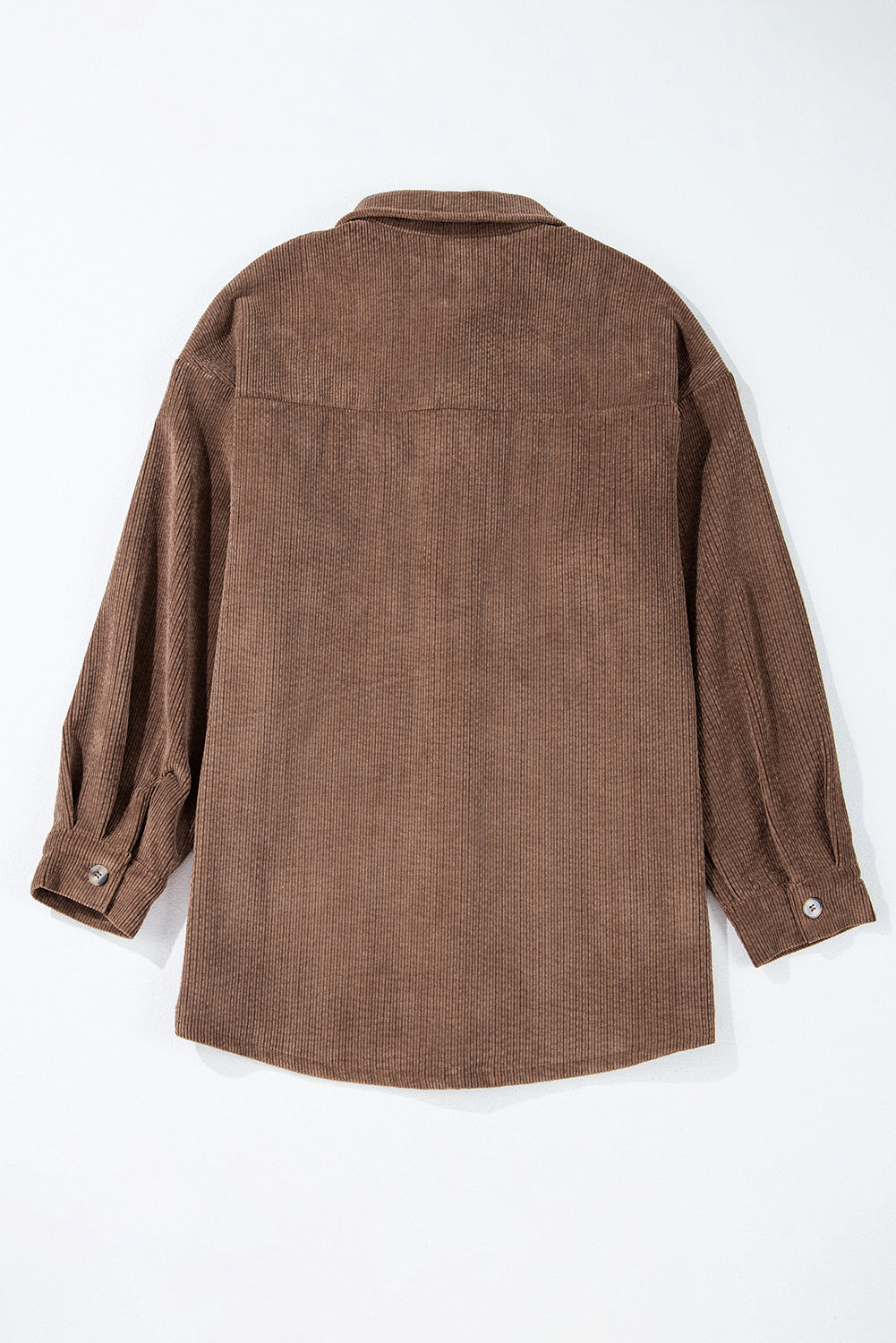 Black Corduroy Flap Pocket Button Up Shacket