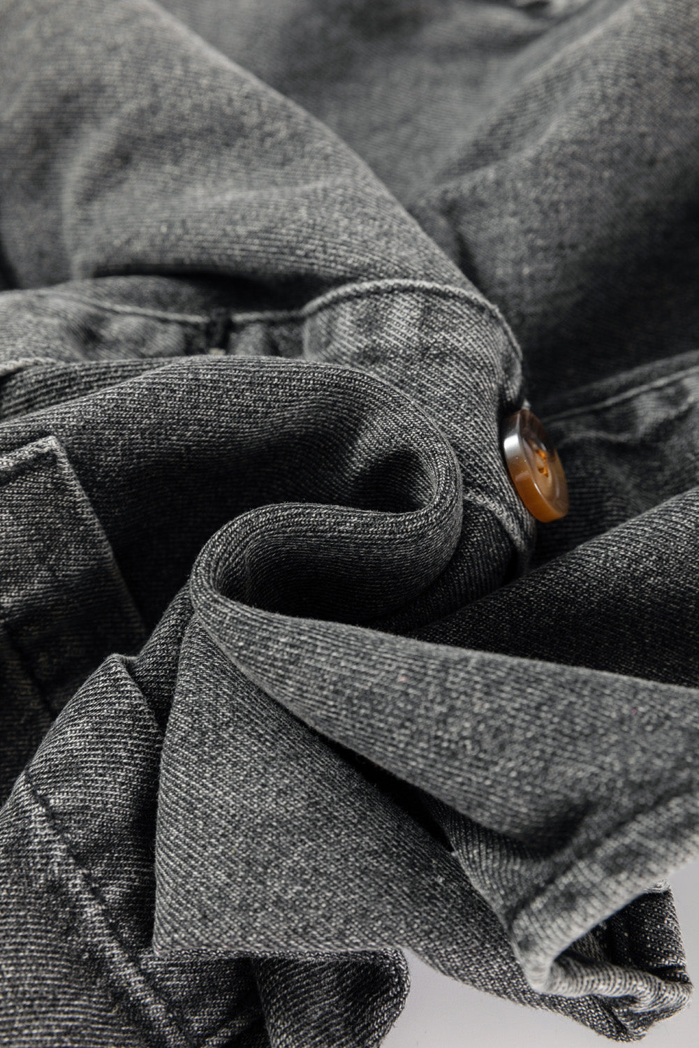 Beau Blue Wide Strap Button Front Pocketed Denim Mini Dress