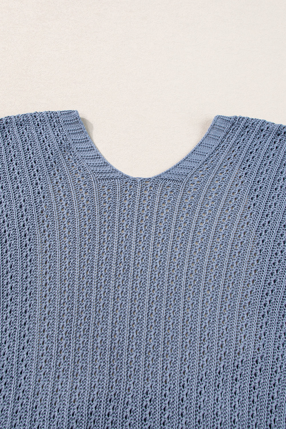 Sky Blue Hollow-out Bracelet Sleeve Knit Cardigan