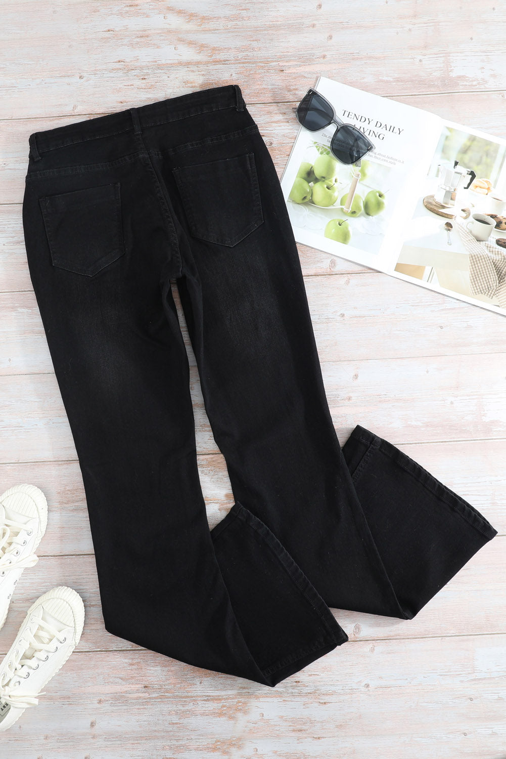 Black Wash Vintage Wide Leg Jeans