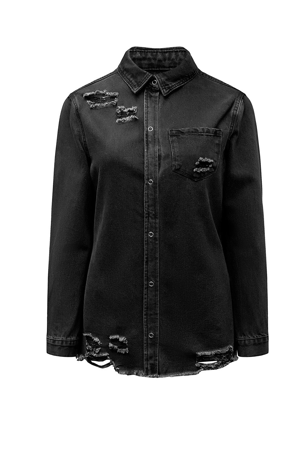 Green Ripped Denim Jacket