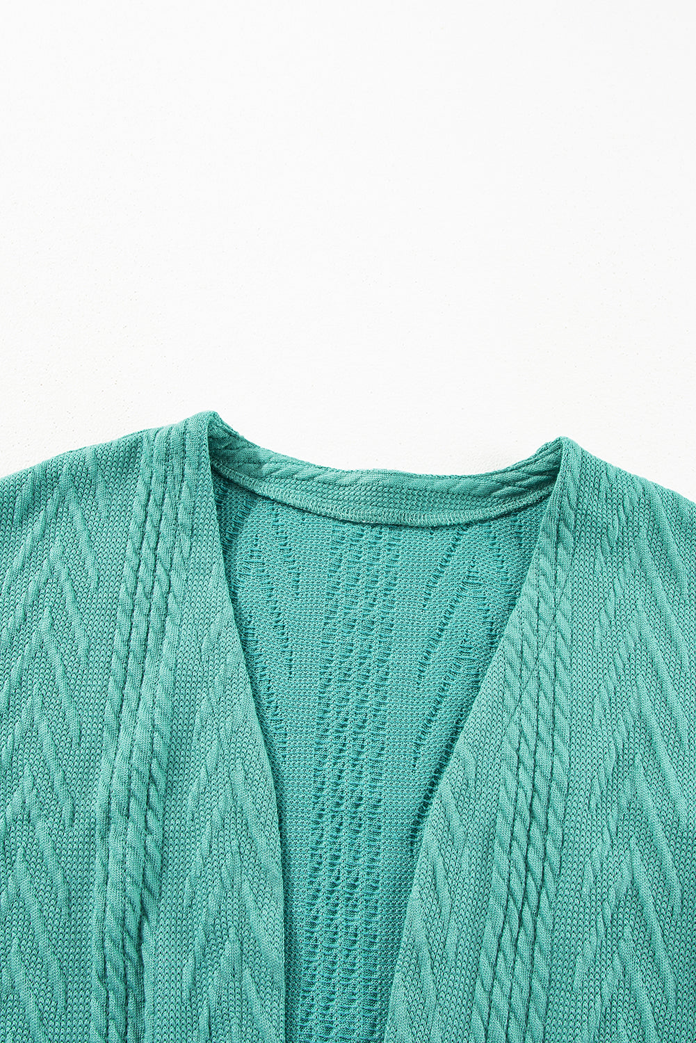 Medium Grey Solid Textured Open Front Cardigan with Pocket