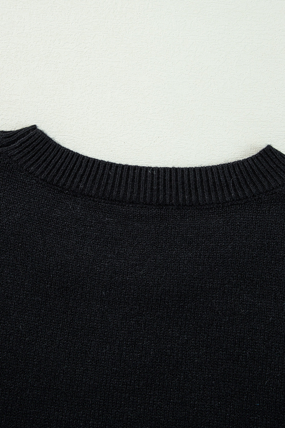Orange Boo Knitted Pattern Ribbed Edge Drop Shoulder Sweater