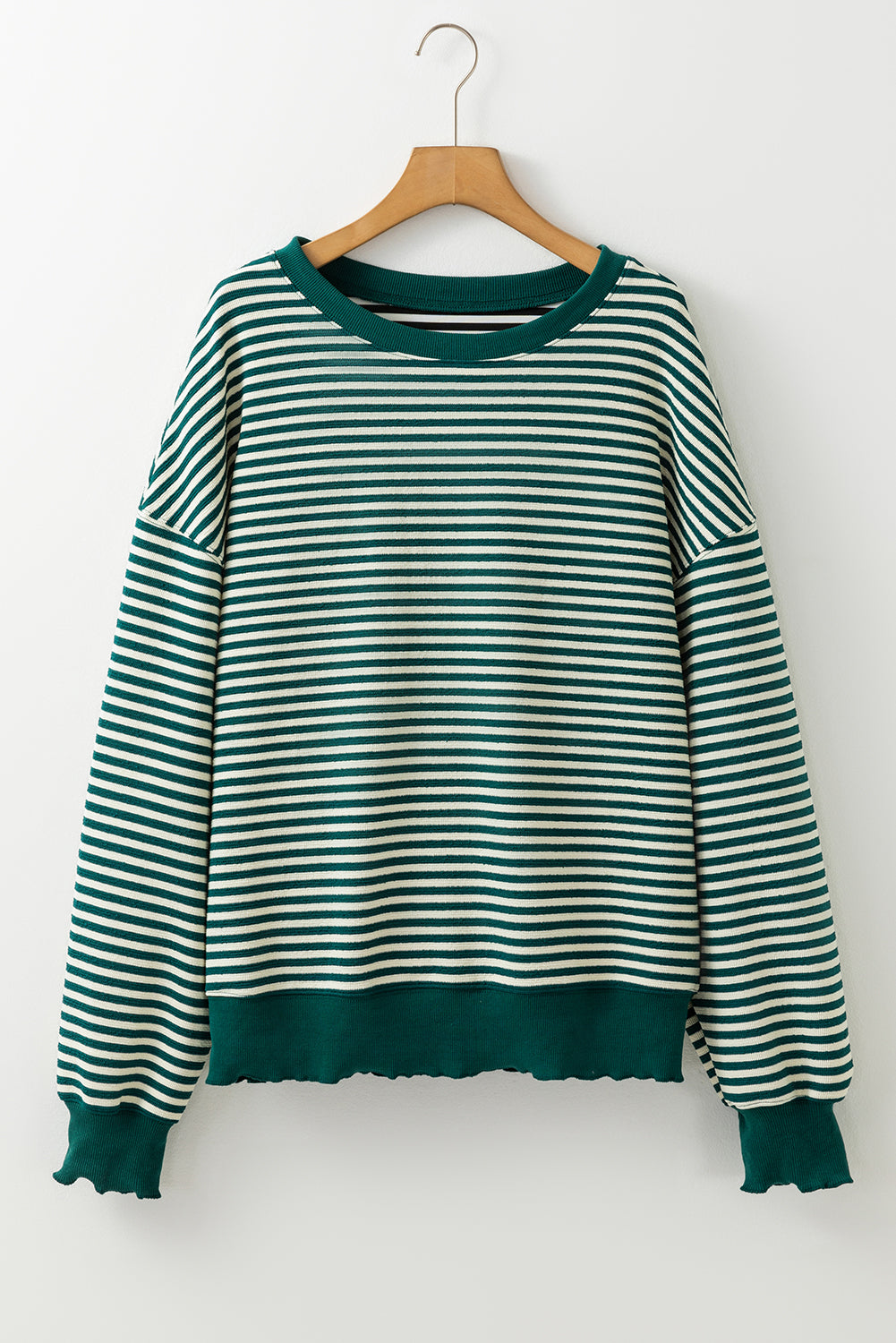 Pink Stripe Loose Drop Shoulder Long Sleeve Top