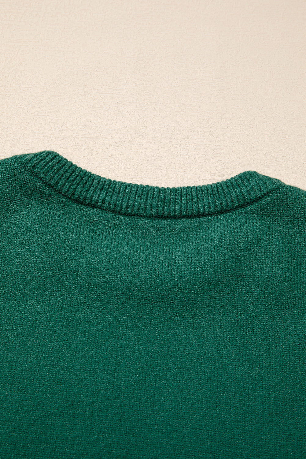 Light Grey Pearled Drop Shoulder Round Neck Sweater