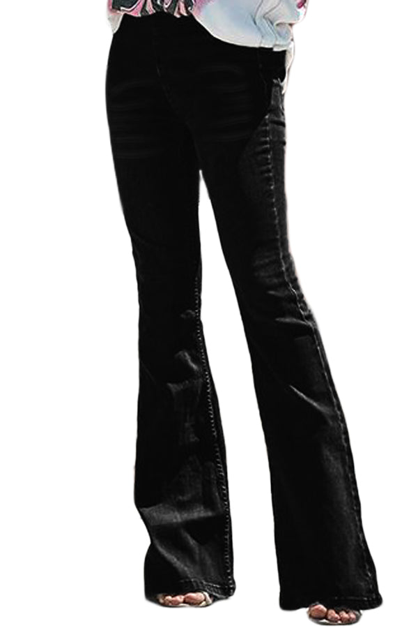 Black Wash Vintage Wide Leg Jeans
