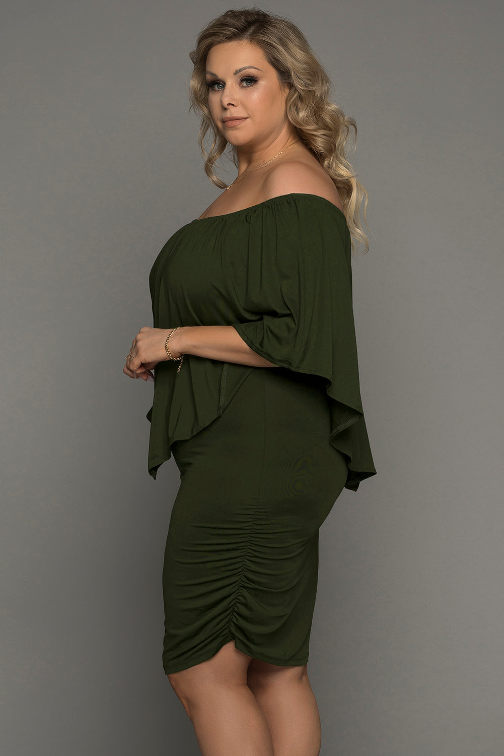 Multiple Dressing Layered Dark Blue Mini Poncho Dress