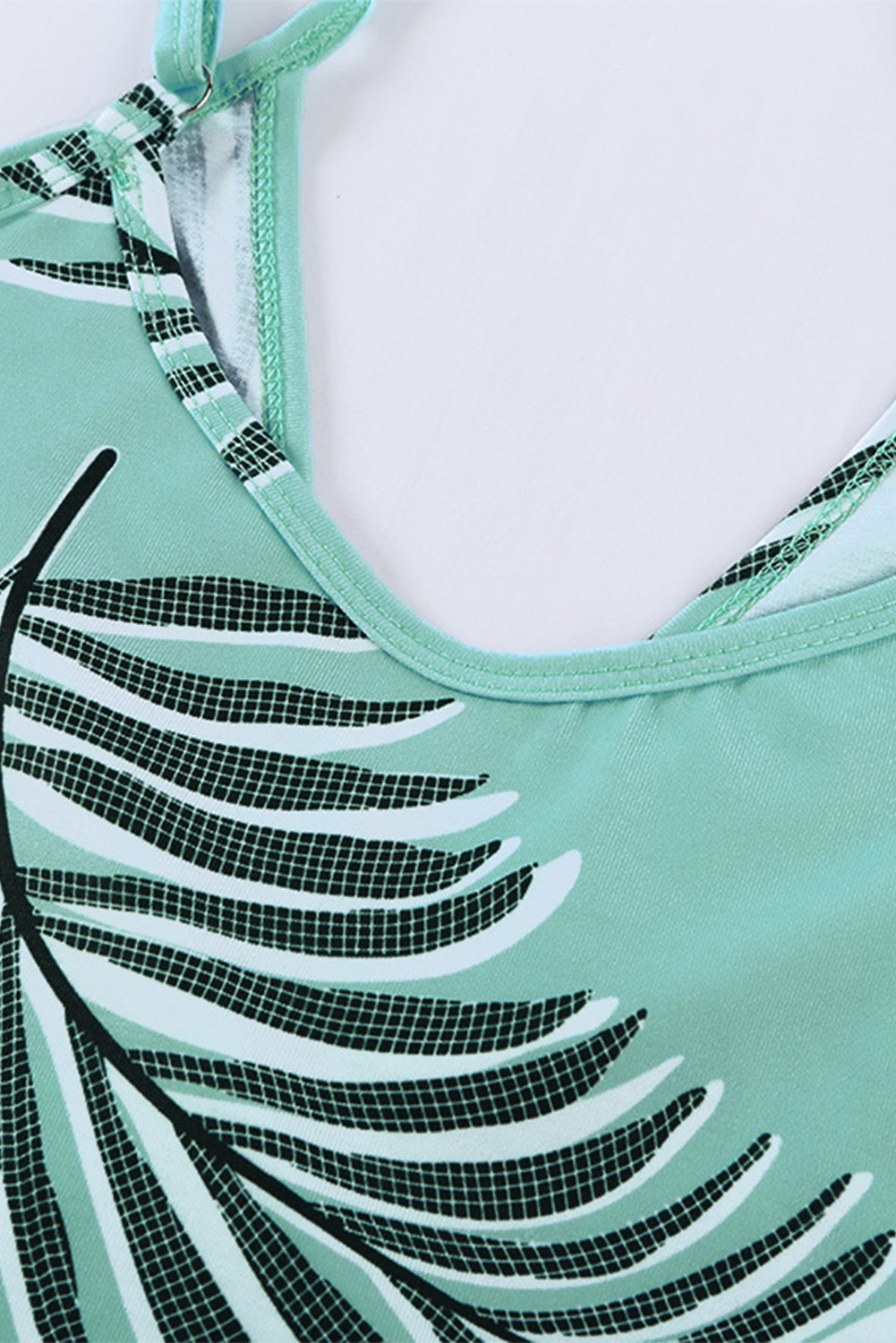 White Tropical Plant Print Tank Top