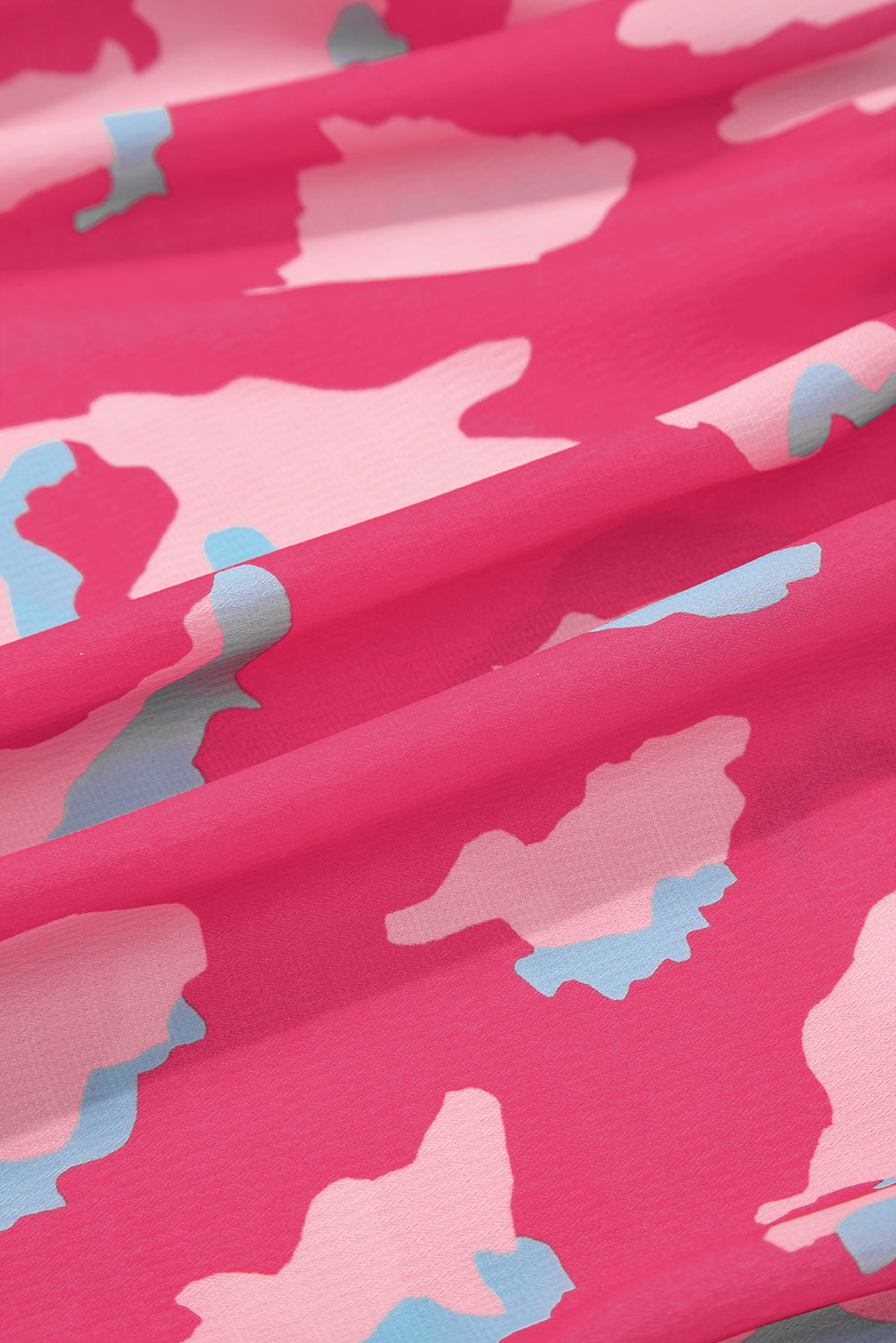 Rose Floral Print Puff Sleeve V Neck Blouse