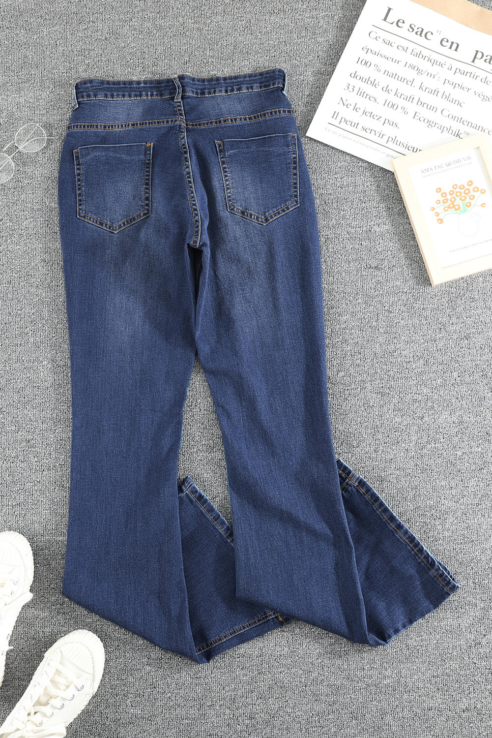 Black Wash Vintage Wide Leg Jeans