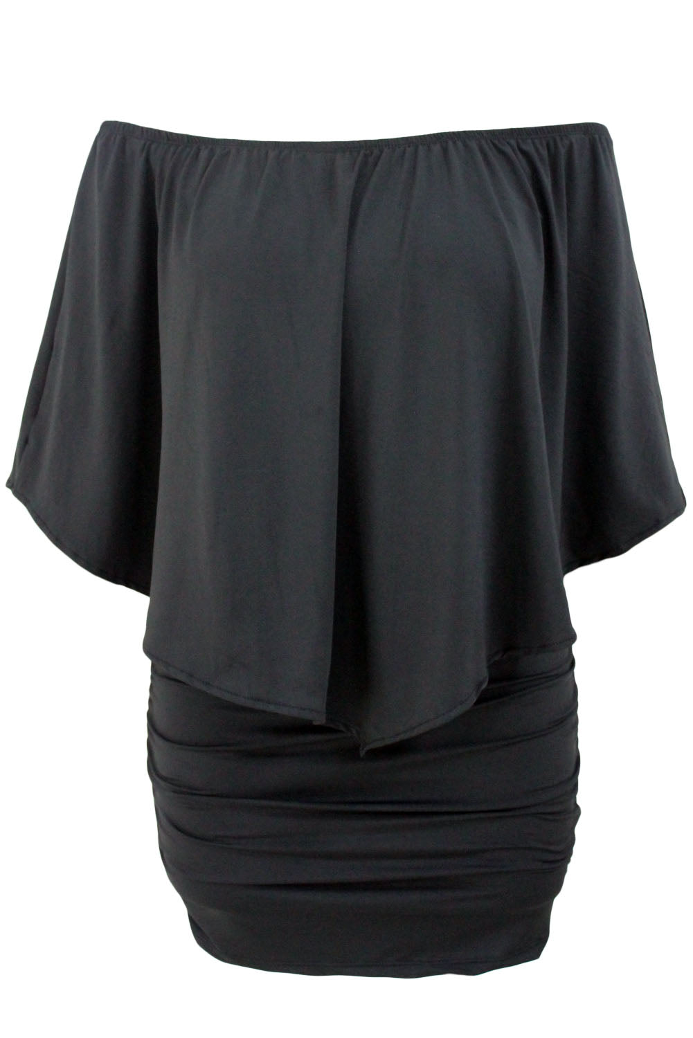 Multiple Dressing Layered Dark Blue Mini Poncho Dress