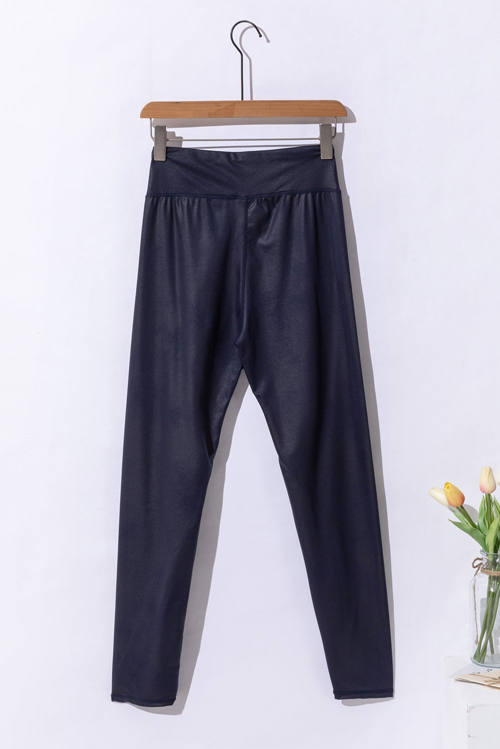 Rose Red Crossed Dip Waist Sleek Leather Leggings