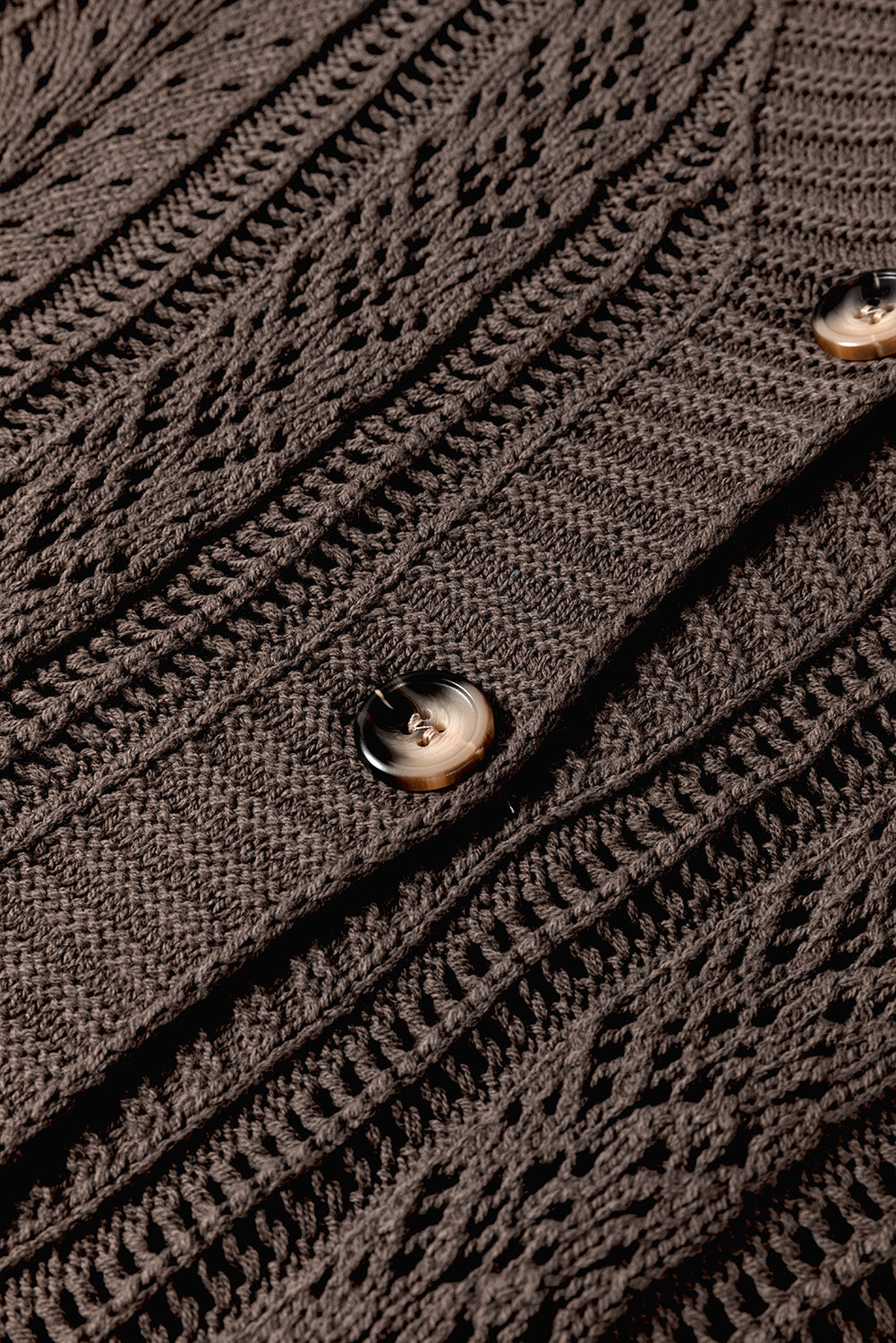 Black Open Knit Drop Shoulder Sweater Cardigan
