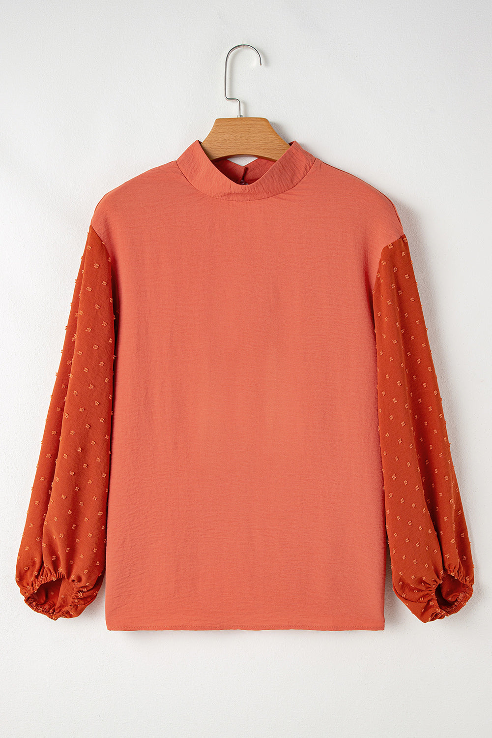 Parchment Swiss Dot Balloon Sleeve Loose Blouse