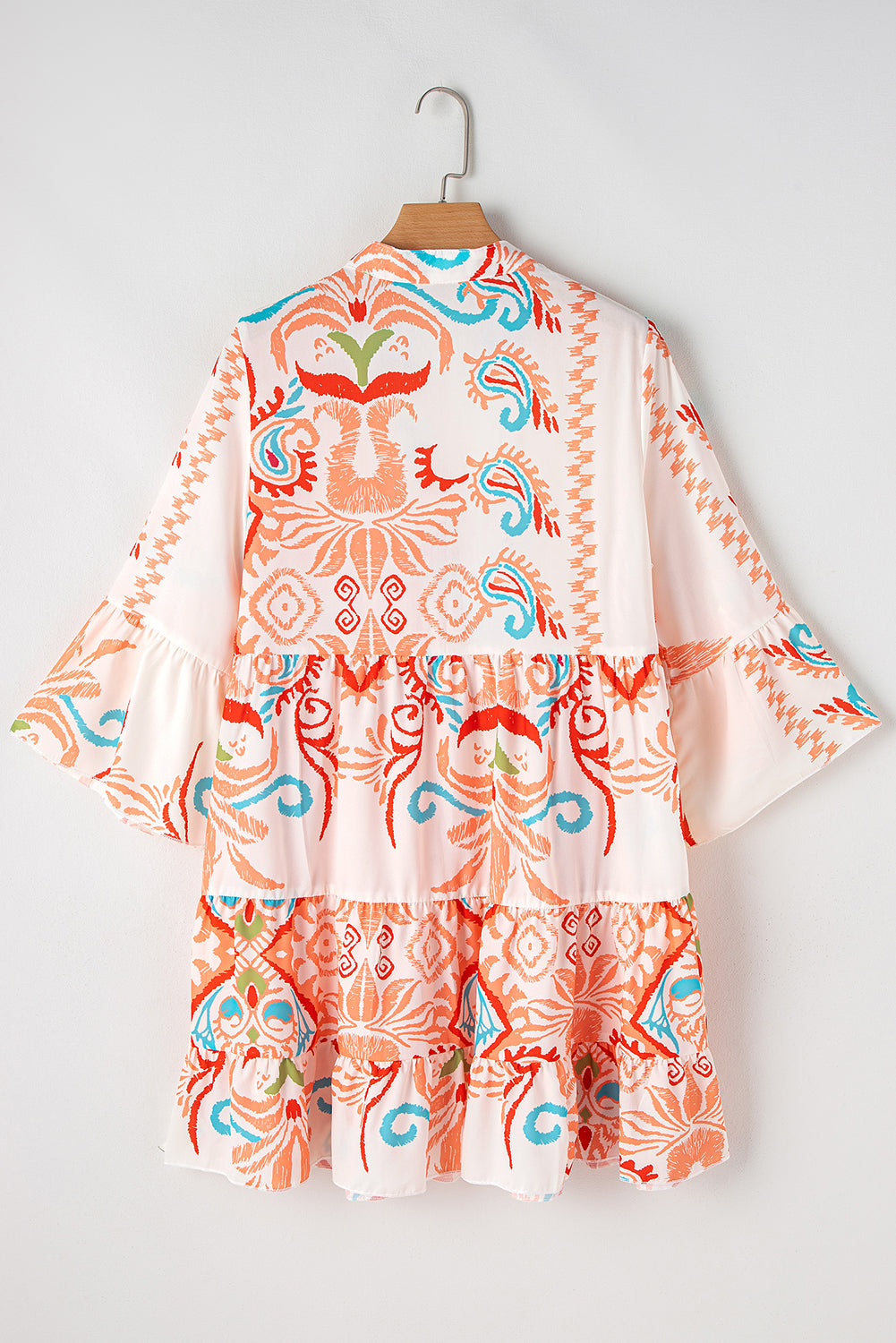 Green Tribal Bracelet Sleeve Buttoned Mini Dress