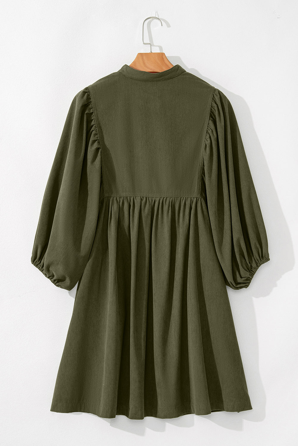 Gold Flame Corduroy Snap Buttons Empire Waist Bracelet Sleeve Dress
