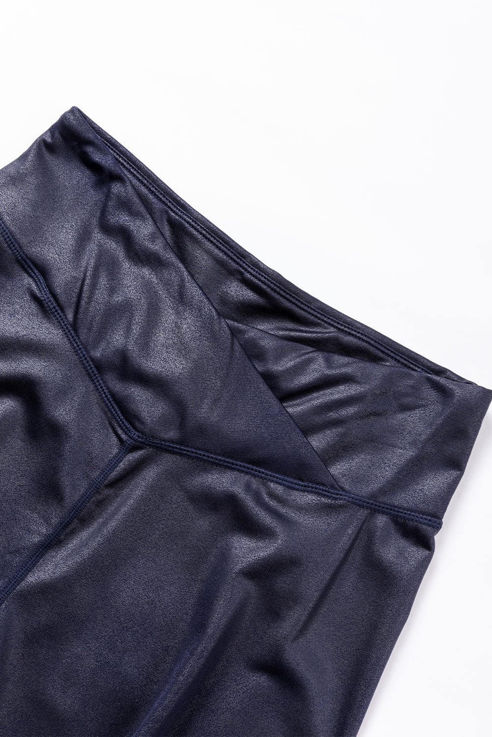Rose Red Crossed Dip Waist Sleek Leather Leggings