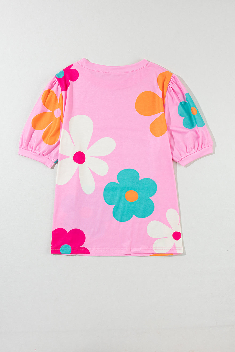 White Bowknot Print Bubble Sleeve Tee