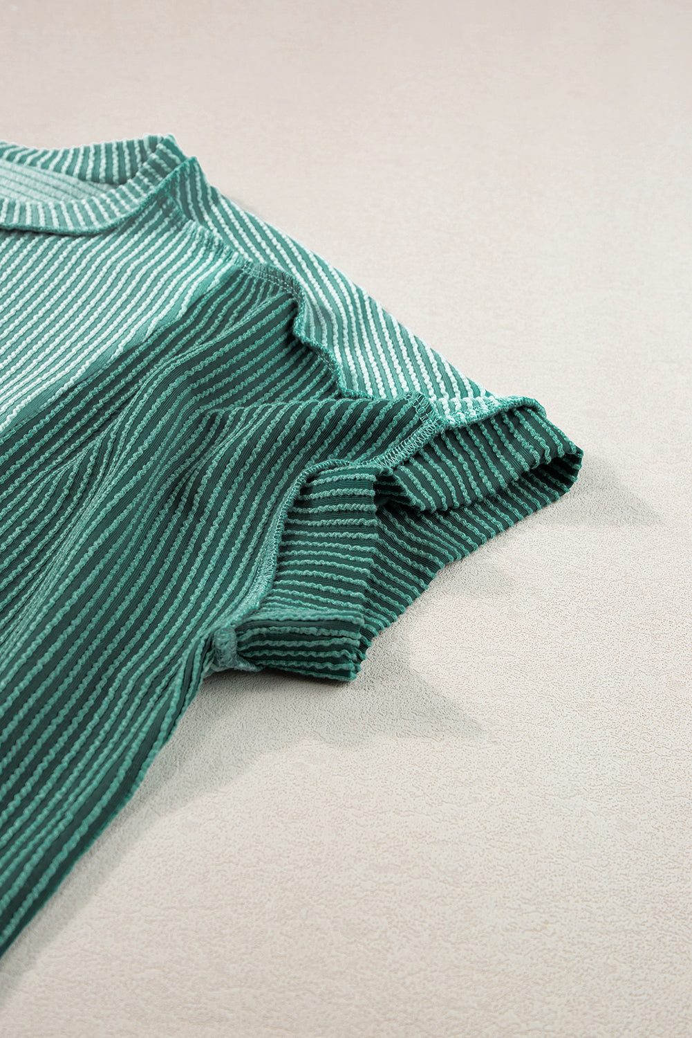 Mint Green Textured Colorblock Crew Neck T Shirt