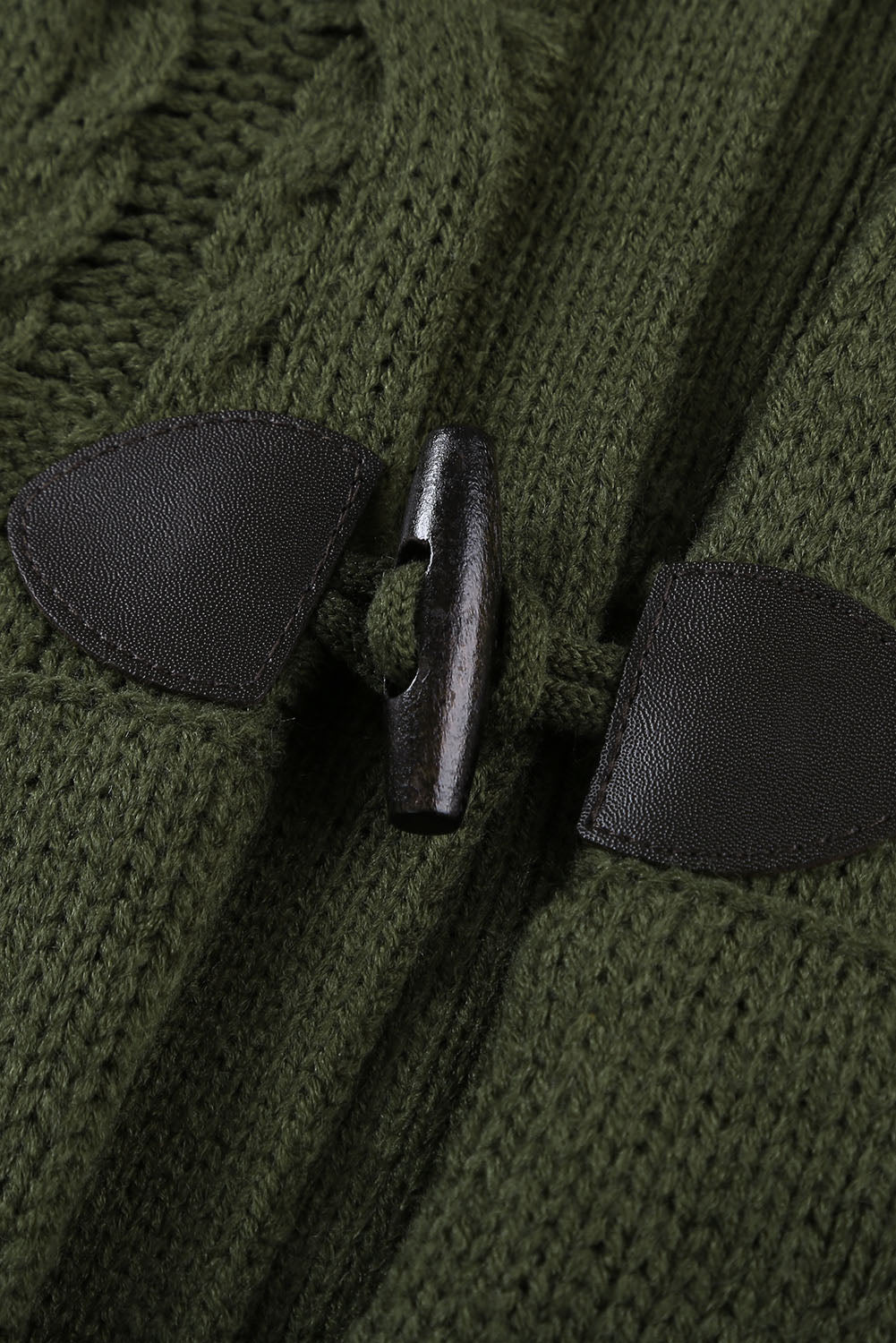 Fur Hood Horn Button Sweater Cardigan