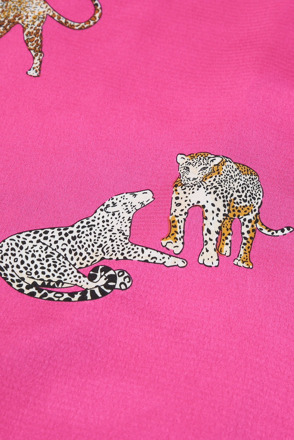 Russet Orange Cheetah Animal Print Button Up Satin Shirt