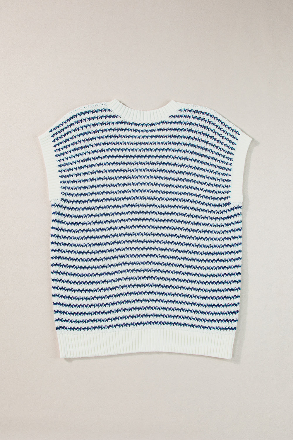 Red Stripe Ribbed Trim Loose Fit Knitted Sweater Vest