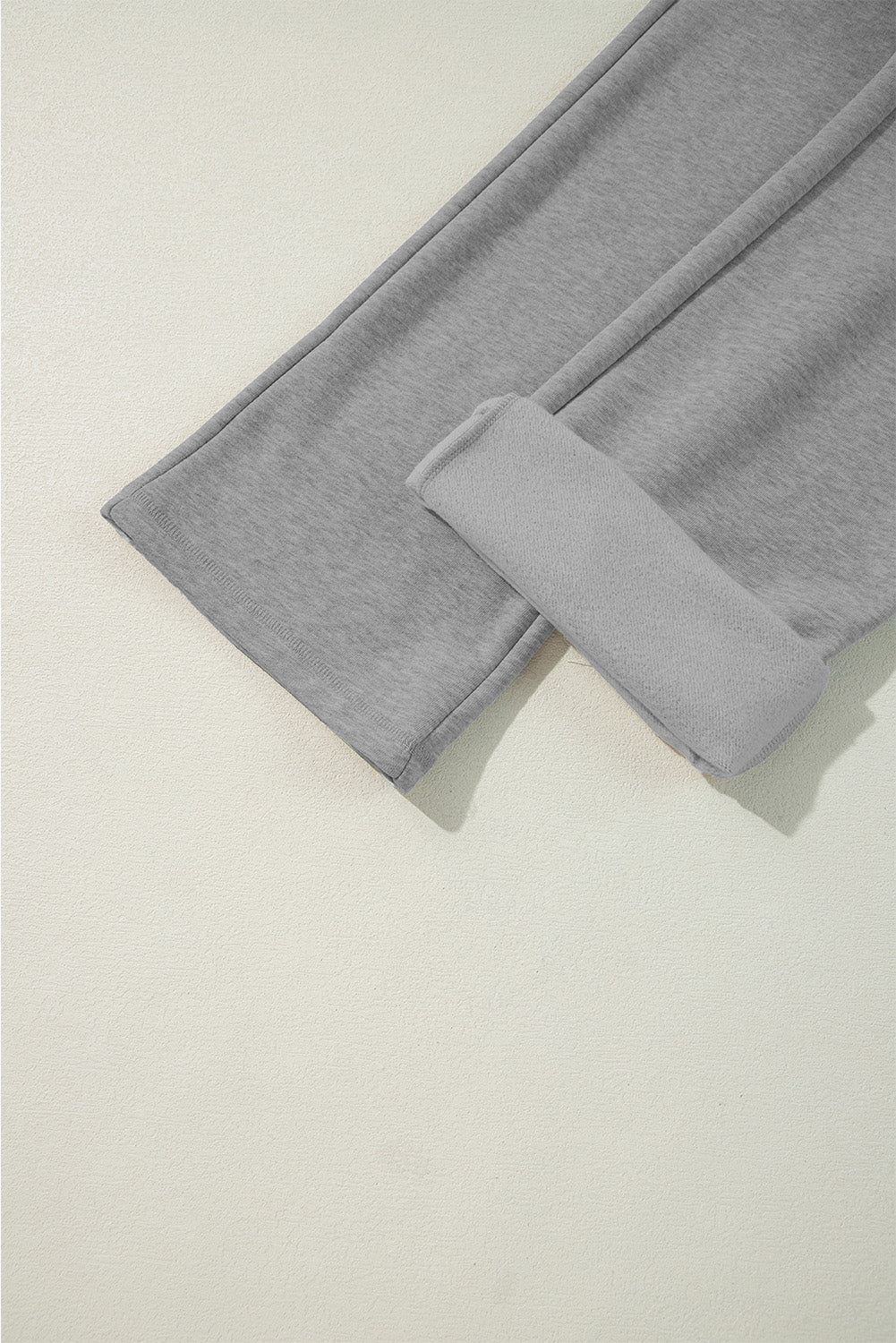 Navy Blue Solid Color Fleece Lined Drawstring Waist Casual Pants