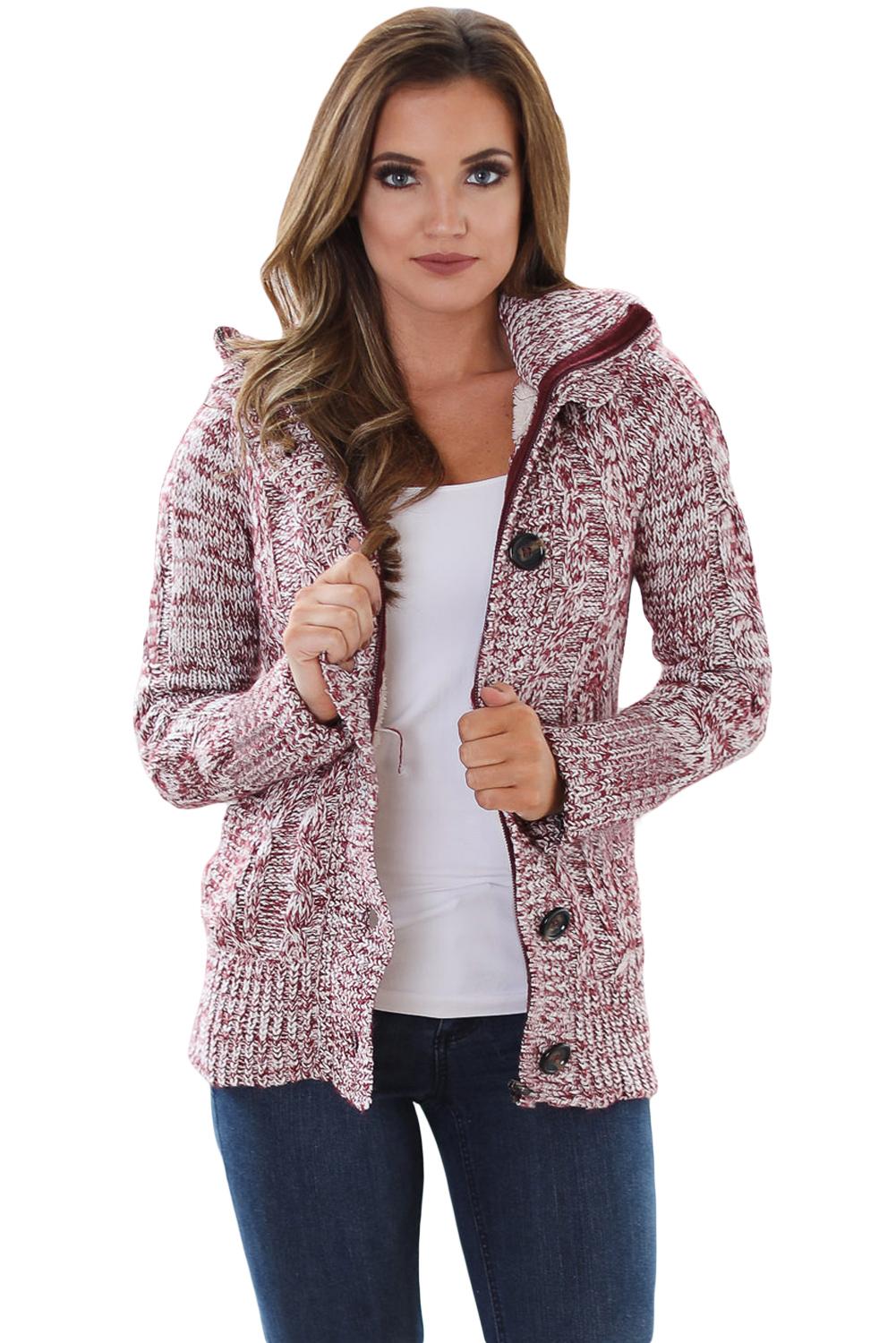 Navy Blue Long Sleeve Button-up Hooded Cardigans