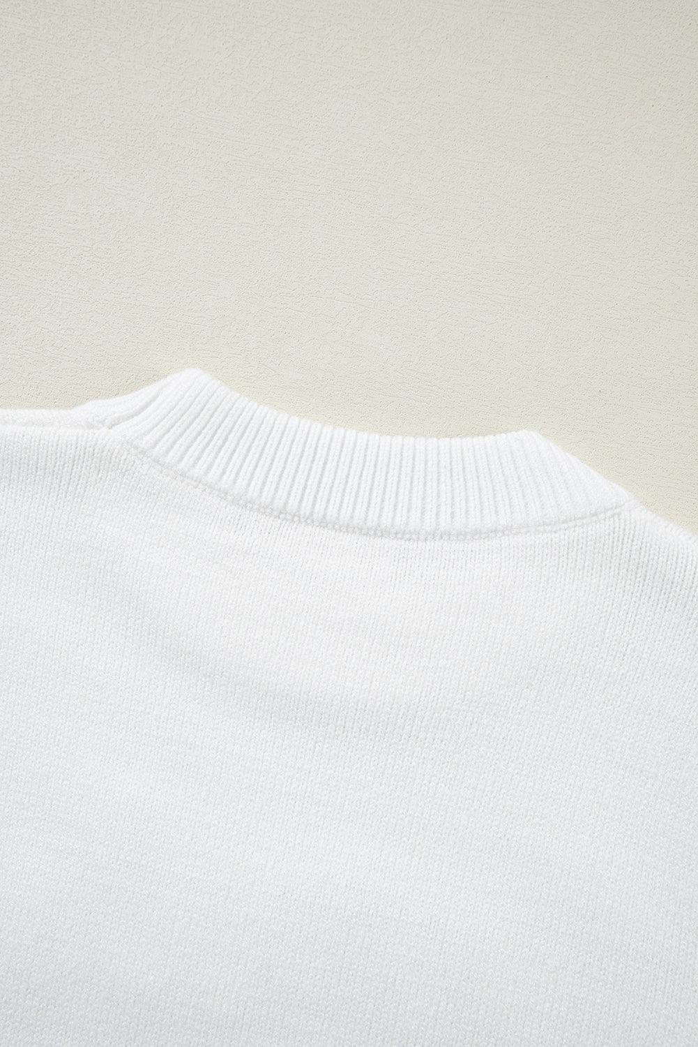 White Touchdown Tinsel Puff Short Sleeve Crew Neck Sweater