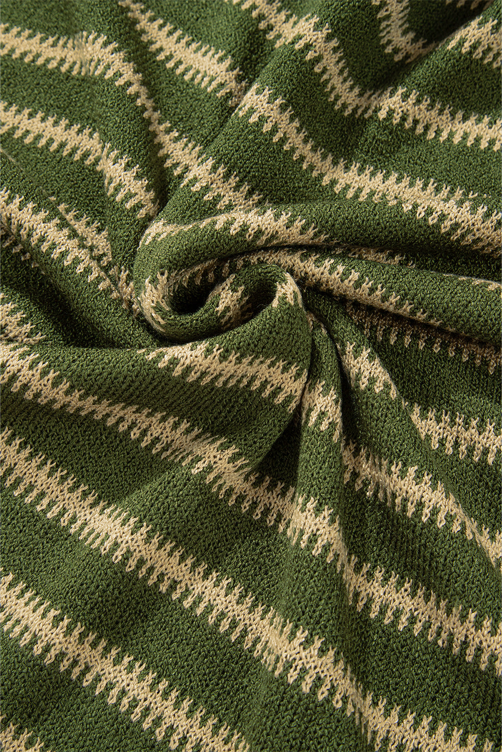 Khaki Stripe Drop Shoulder Casual Sweater