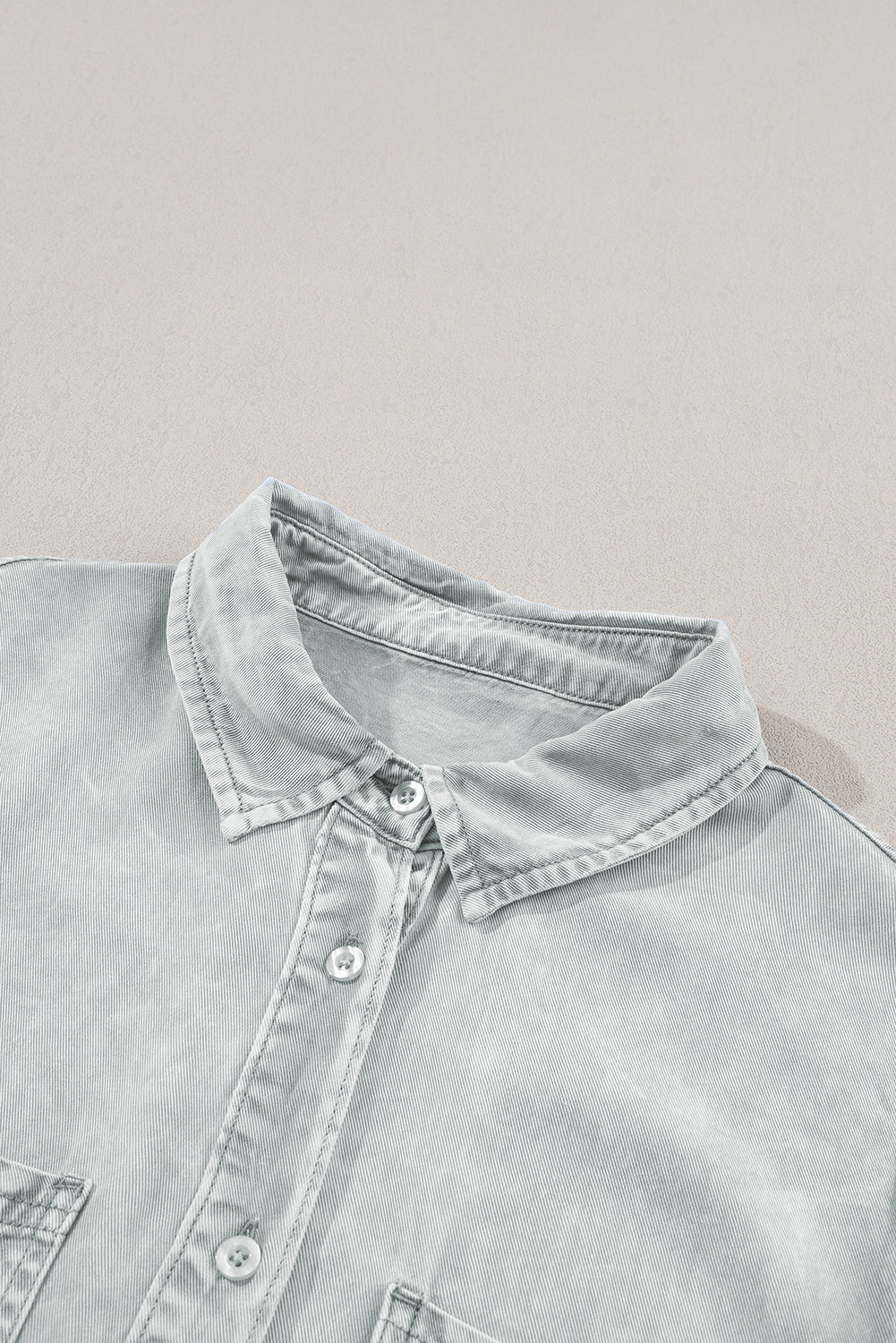 Bonbon Mineral Washed Ruffle Sleeve Tiered Chambray Dress