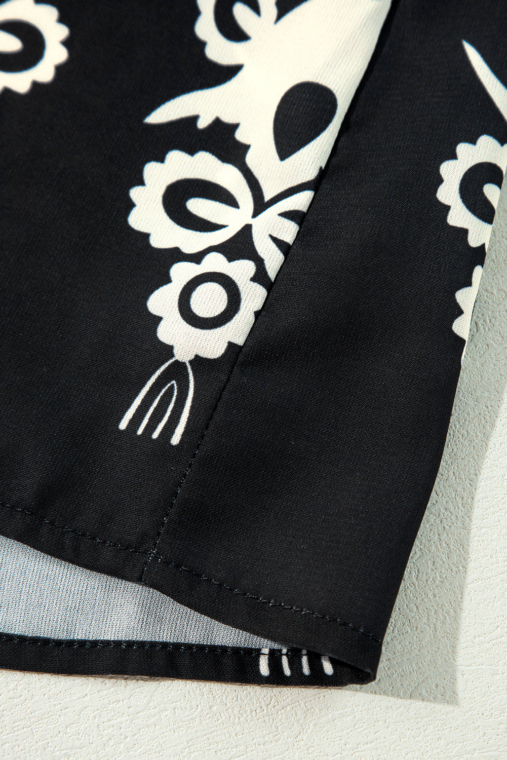 Orange Vintage Geometric Printed 3/4 Sleeve V Neck Blouse