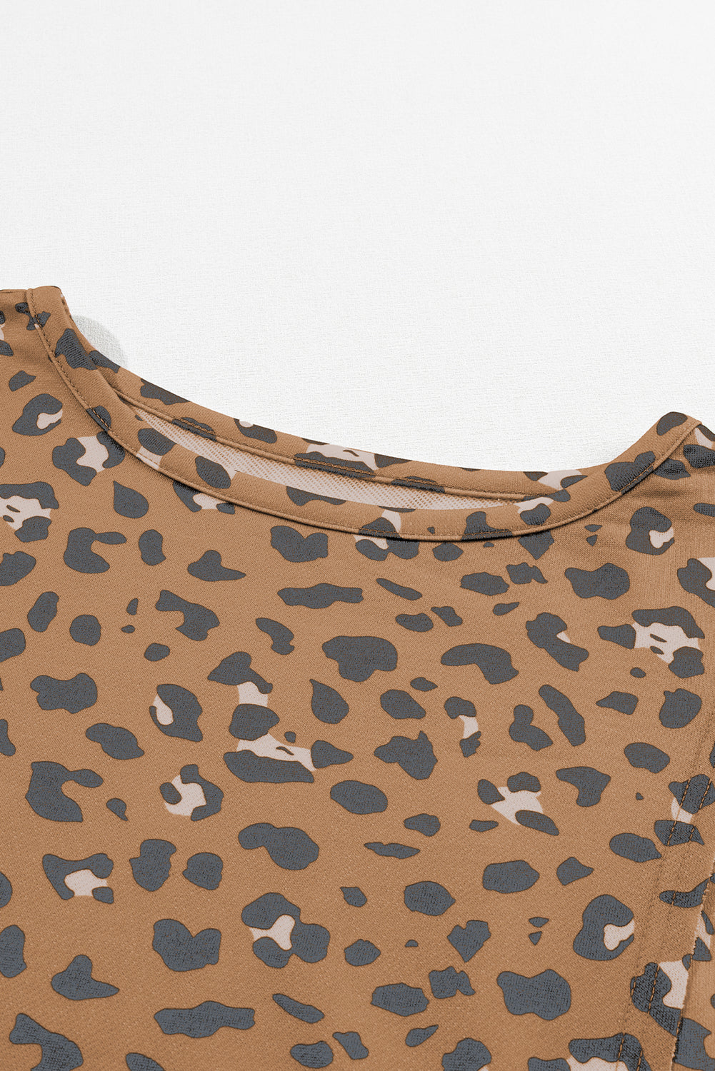 Pink Raw Edge Leopard Patchwork Oversized Blouse