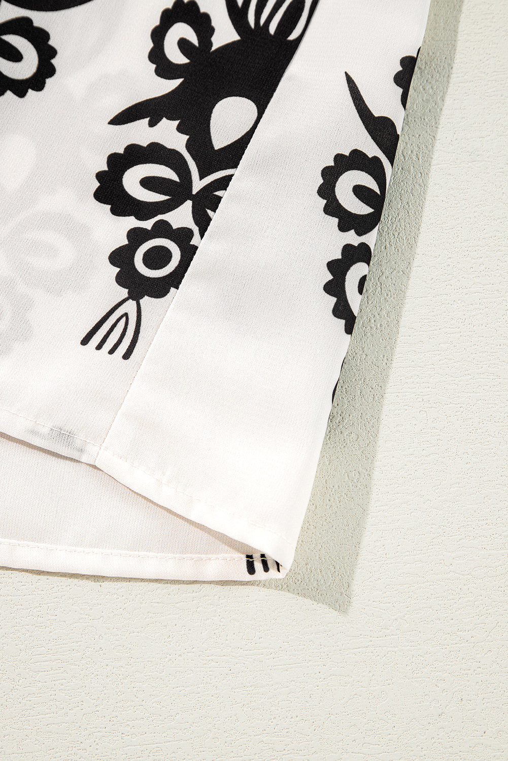 Orange Vintage Geometric Printed 3/4 Sleeve V Neck Blouse