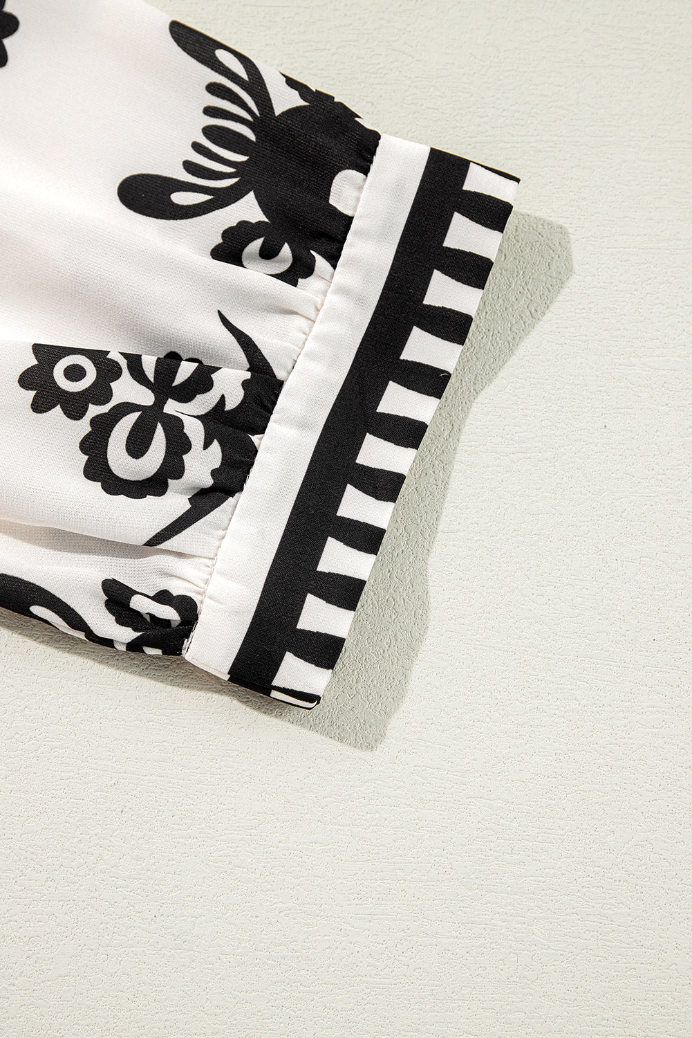 Orange Vintage Geometric Printed 3/4 Sleeve V Neck Blouse