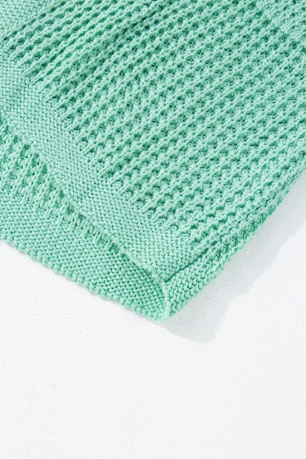 Green Long Line Open Front Knitted Cardigan with Pockets
