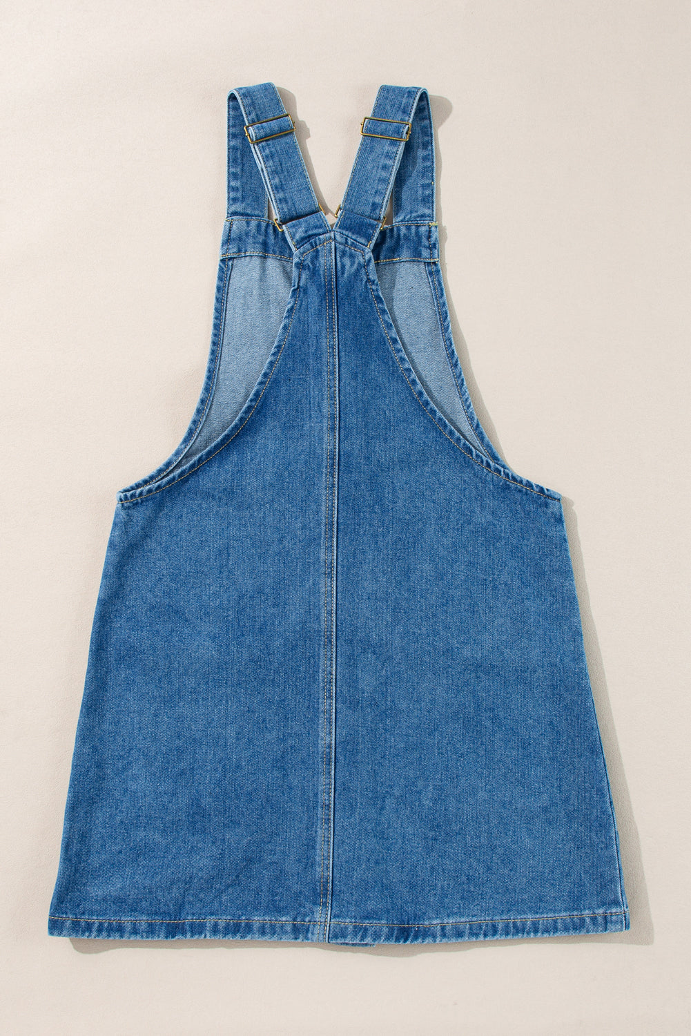 Beau Blue Wide Strap Button Front Pocketed Denim Mini Dress